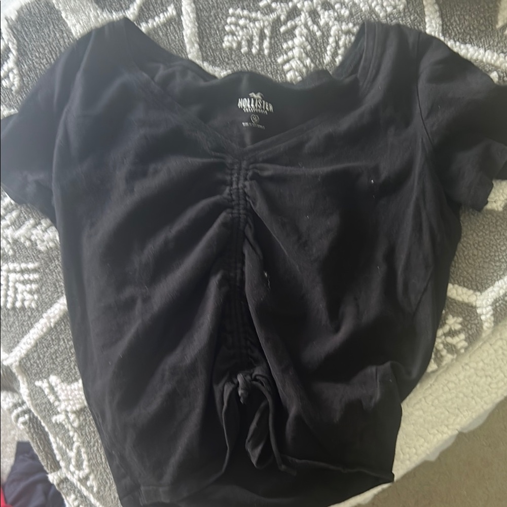 Hollister Women's Black Ruched Top